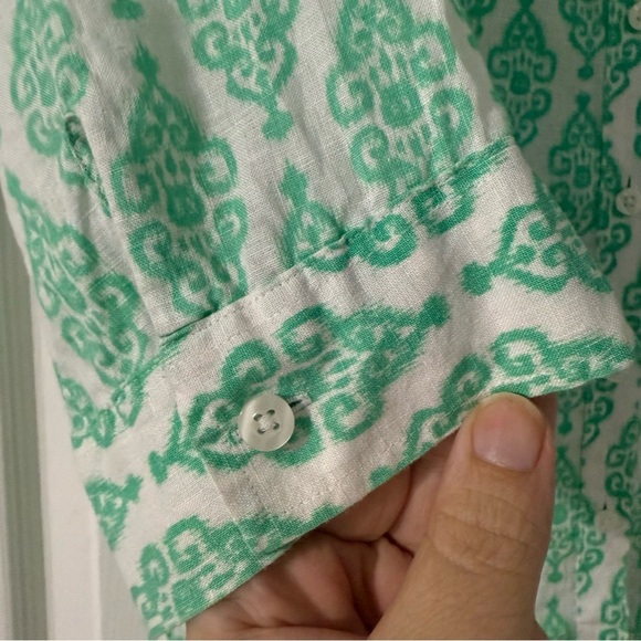 Chico’s No-Iron Mint Green Patterned Linen Tunic Shirt - Size 16/Chico’s 3. - Picture 4 of 9